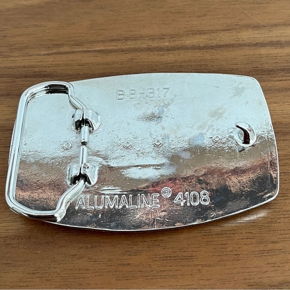 ALUMALINE Bolo Tie & Belt Buckle Matching Set Square Dancers Western Silver Tone - Picture 8 of 15